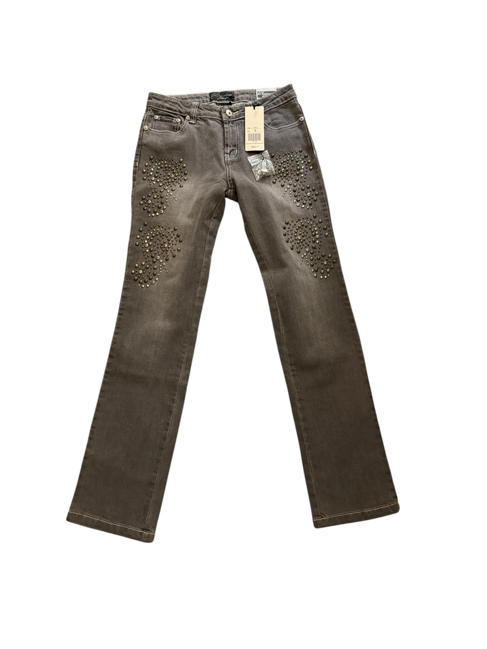 Platinum Plus Y2K Studded Bootcut Jeans Black NWT Size 5 Low Rise 5821